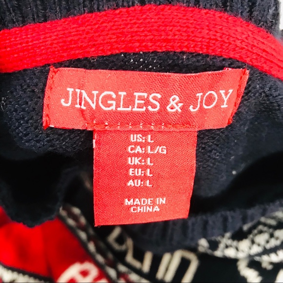 Jingles & Joy Dear Santa All I Want Are Season Tickets Sweater, Blue, Large - Picture 4 of 6